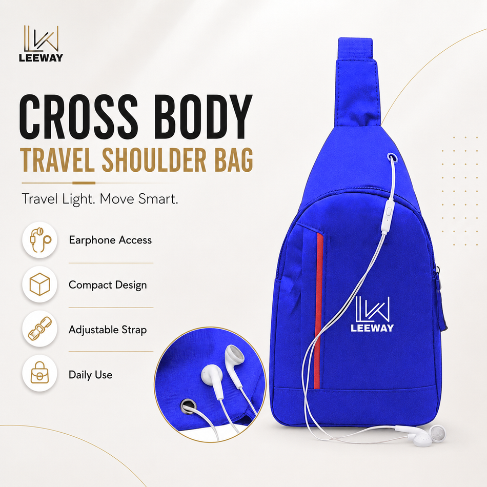 Leeway blue cross body travel shoulder bag