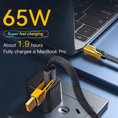 4 In 1 Data Cable Pack Of 2 – USB-C & Lightning Connectors, Braided Durable Design, Fast Charging