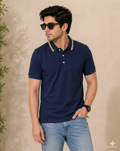 Leeway Premium Contrast Collar Polo Shirt – Slim Fit Summer Essential