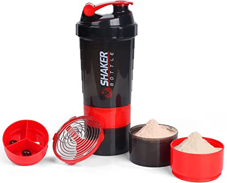 Protein Shaker Bottle 3 in 1 with Storage Compartment