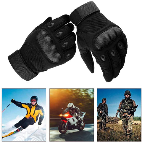 Full Finger Motorcycle Gloves - Black